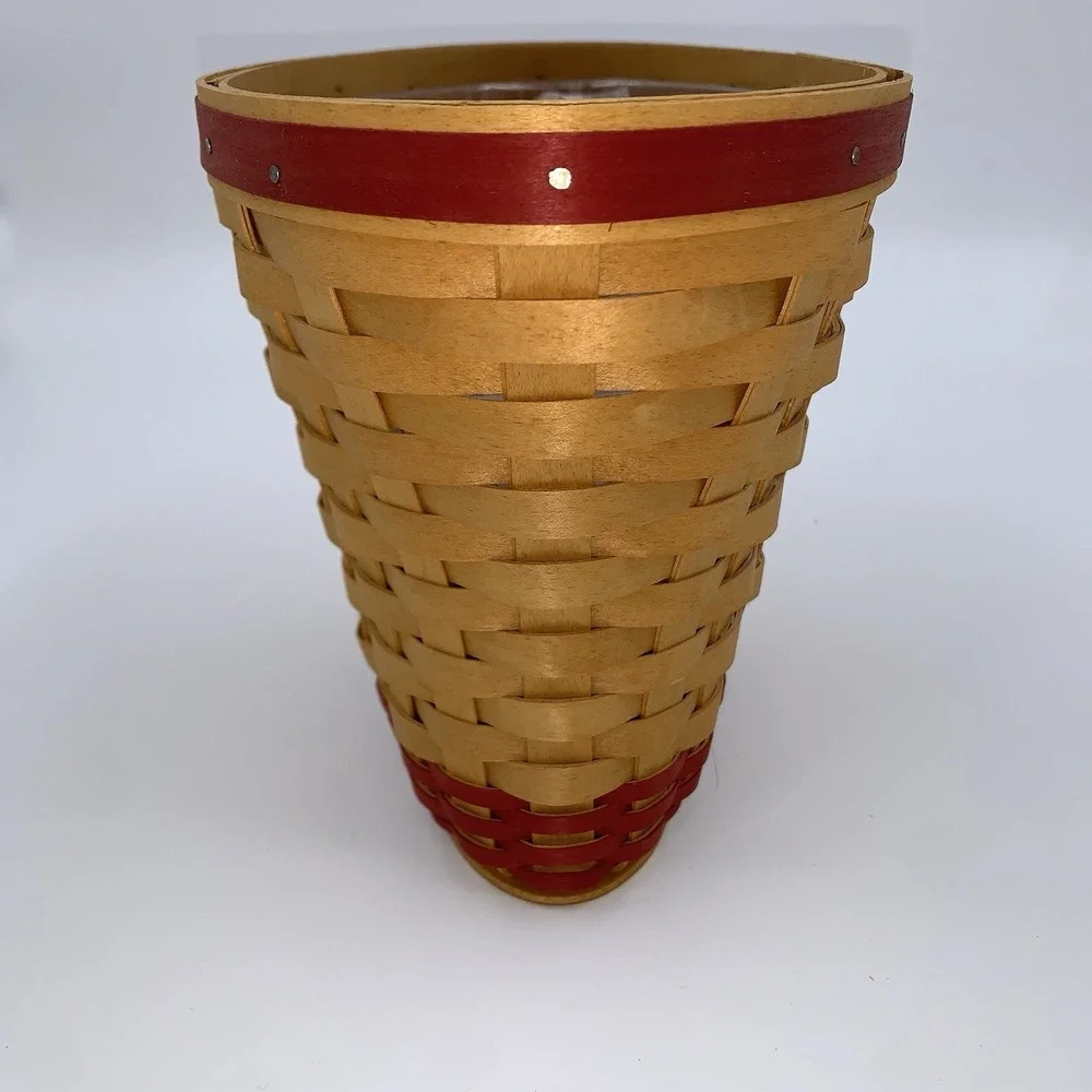 VTG 2002 Longaberger Basket May Series Geranium Liner, Tag, Protector Signed